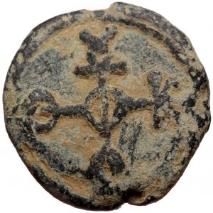 Byzantine seal (Lead, 21,5 mm, 10,76 g), ca. 7th cent. Obv: Cruciform monogram.