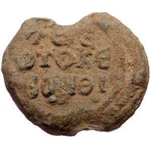 Byzantine seal (Lead, 25,7 mm, 13,82 g). Obv: Legend in three lines.
