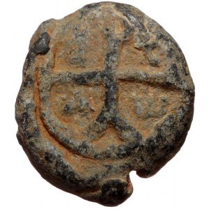 Byzantine seal (Lead, 18,6 mm, 6,93 g), ca 7th-8th cent. Obv: Nimbate bust of the uncertain saint facing, cross to left.