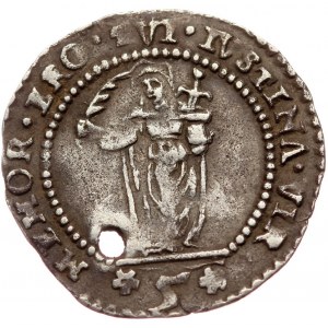 Italian States, Venice, Marino Grimani, AR 5 soldi (Silver, 19,4 mm, 1,01 g), 1595-1606. Holed Obv: •S•M VENE•MARIN•GRIM