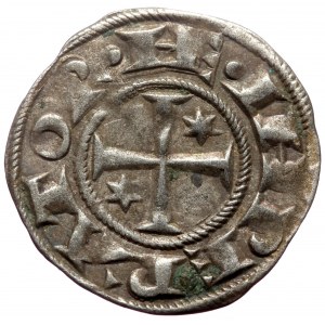 Henry VI and Constance (1194-1196) AR Denaro (Silver, 0.74g, 17mm) Brindisi. Very rare