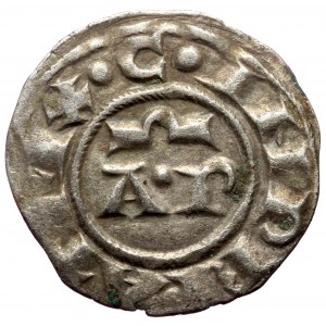Henry VI and Constance (1194-1196) AR Denaro (Silver, 0.81g, 17mm) Brindisi. Very rare
