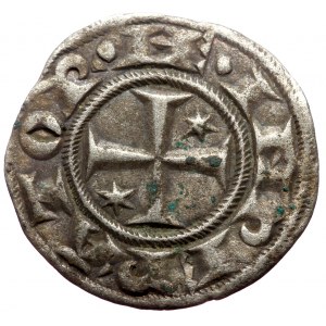 Henry VI and Constance (1194-1196) AR Denaro (Silver, 0.87g, 17mm) Brindisi. Very rare