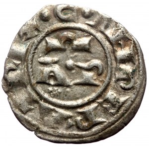 Henry VI and Constance (1194-1196) AR Denaro (Silver, 0.59g, 17mm) Brindisi. Very rare