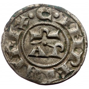 Henry VI and Constance (1194-1196) AR Denaro (Silver, 0.77g, 17mm) Brindisi. Very rare