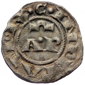 Sicily, Henry VI and Constance (1194-1196) AR Denaro (Silver, 0.76g, 17mm) Brindisi.