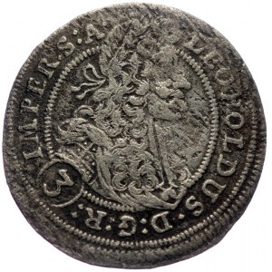 RÖMISCH DEUTSCHES REICH, Leopold I. (1657-1705) 3 Kreuzer GE Prague 1703 (Silver 26mm, 1.53g)