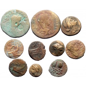 10 Ancient AE coins (Bronze, 54.08g)