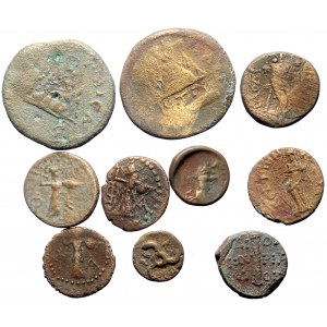 10 Ancient AE coins (Bronze, 54.08g)