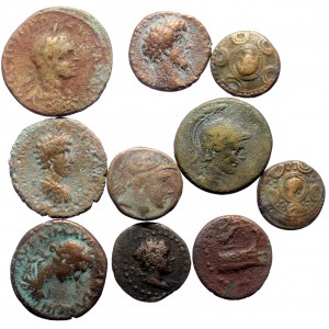 10 Ancient AE coins (Bronze, 52.50g)