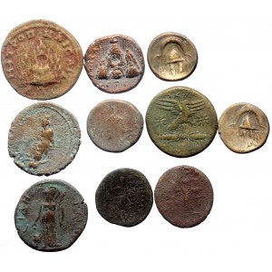 10 Ancient AE coins (Bronze, 52.50g)