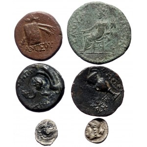 6 Greek AR & AE AR coins (Silver & Bronze, 35.02g)