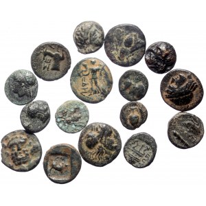 16 Greek AE coins (Bronze, 26.26g)