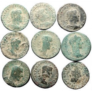9 Roman Provincial AE coins (Bronze, 142.76g)