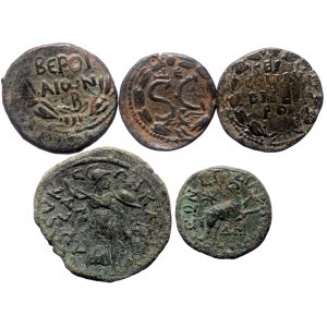 5 Roman Provincial AE coins (Bronze, 36.79g)