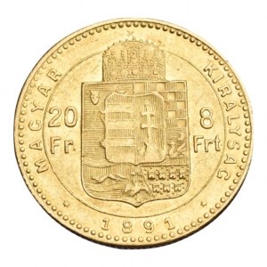 FJI. 1848-1916, 8 zlatník 1891 KB Fiume, 6.449g, dr.rysky