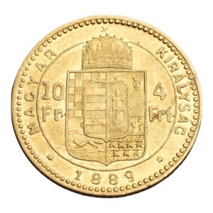 FJI. 1848-1916, 4 zlatník 1889 KB, pouze 19.000 ks, 3.201g, nep.rysky