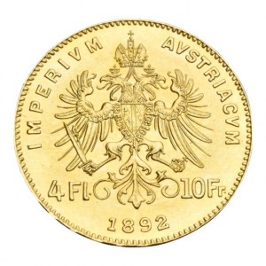 FJI. 1848-1916, 4 zlatník 1892 b.z., novoražba
