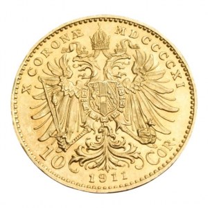 FJI. 1848-1916, 10 koruna 1911 b.z., Schwartz, vlas.škr.