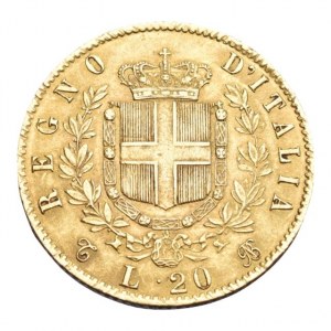 Itálie, Viktor Emanuel II. 1861 - 1878, 20 lira 1864 T/BN, Torino, KM.10.1, nep.hr., nep.rysky