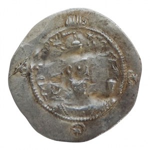 Persie - Sasánovci. Hormazd IV. 579-590, Ag drachma, 11.rok vlády, poprsí s korunou / hořící oltář mezi dvěma strážci, BYSh - Bishapur, provincie Fars. Mitch. 1075-1077, 31 mm, 4,1 g