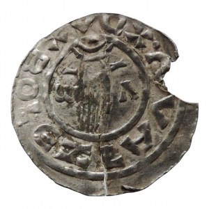 Boleslav II. 972-999, denár Cach 123, ethelredský typ, naprasklý, zvlněný, dr.vyl.okr. 1,159g/22,6mm