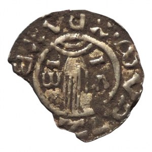 Boleslav II. 972-999, denár Cach 123, ethelredský typ, 1/4 střížku odlomena, stopy kor. 1,113g/20,2mm
