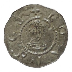 Bořivoj II. 1100-1107, 1118-1120, denár Cach 413 nep.ohnutý okr. 0,345g