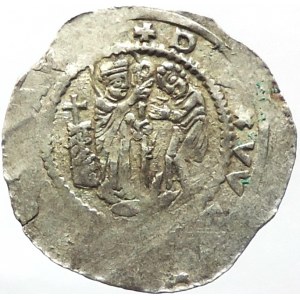 Vladislav II. 1140-1172, denár Cach 587 na rubu kulička vlevo, dr.ned., postavy krásně vyraženy 0,805g