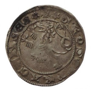 Jan Lucemburský 1310-1346, pražský groš Castelin 10, značka mezi IOHANNES PRIMVS přeryta na razidle ze dvou kroužků na jeden, nep.ned., patina 3,759g R