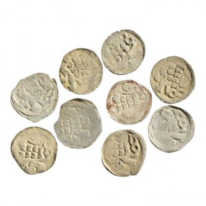 Jiří z Poděbrad 1458-1471, kruhový peníz se lvem, různé var., 9 ks