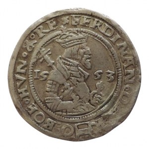 Ferdinand I. 1526-1564, 1/4 tolar 1553 Jáchymov-Puellacher, MKČ 136, 6,984g/ 27,2mm, dobře zapr.dírka RR