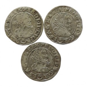 Ferdinand II. 1619-1637, 3 krejcar 1630 Praha-Hübmer, MKČ 760, různé varianty, 3ks