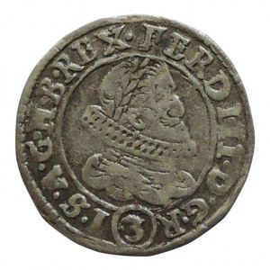 Ferdinand II. 1619-1637, 3 krejcar 1634 Praha-Schuster, MKČ 763