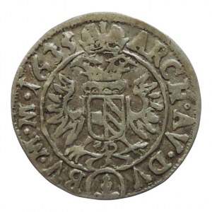 Ferdinand II. 1619-1637, 3 krejcar 1635 Praha-Schuster, MKČ 763