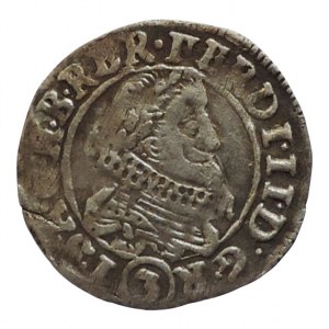 Ferdinand II. 1619-1637, 3 krejcar 1636 Praha-Schuster, MKČ 763