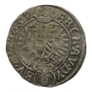 Ferdinand II. 1619-1637, 3 krejcar 1637 Praha-Wolker, MKČ 763