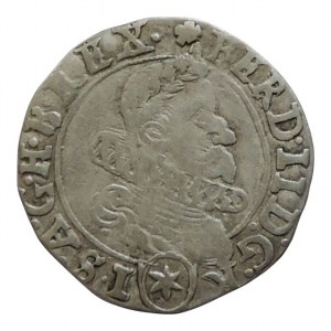 Ferdinand II. 1619-1637, 3 krejcar 1631 Kutná Hora-Hölzl, MKČ 810v, nad hlavou tečka a květ, opis D.G.R (zn) I.S.A …