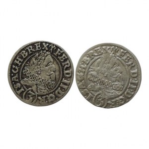 Ferdinand II. 1619-1637, 3 krejcar 1629 HR Vratislav-Riedel+Ziesler, MKČ 1018 2ks
