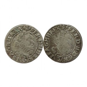 Ferdinand II. 1619-1637, 3 krejcar 1631 HR Vratislav-Riedel+Ziesler, MKČ 1023 zn.mincmistra Zieslera typ 3, 2ks