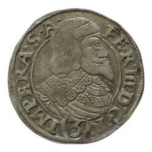 Ferdinand III. 1637-1657, 3 krejcar 1640 Praha-Wolker, MKČ 1180