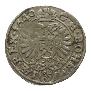 Ferdinand III. 1637-1657, 3 krejcar 1640 Praha-Wolker, MKČ 1180
