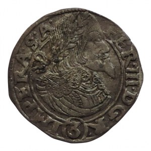 Ferdinand III. 1637-1657, 3 krejcar 1649 Praha-Wolker, MKČ 1181