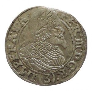 Ferdinand III. 1637-1657, 3 krejcar 1643 Jáchymov-Knobloch, MKČ 1220, kraj.stř. R