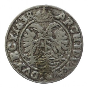 Ferdinand III. 1637-1657, 3 krejcar 1638 MI Vratislav-Reichart+Jan, MKČ 1291, dr.ned., jiné razidlo