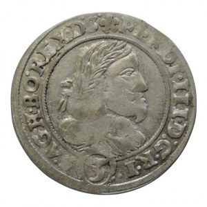 Ferdinand III. 1637-1657, 3 krejcar 1655 b.zn. Vratislav-Hübner, MKČ 1291, nep.ned. R