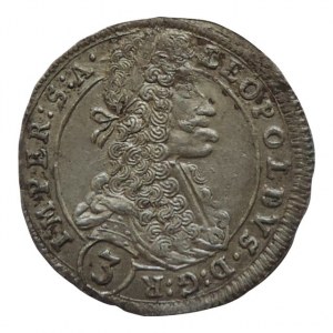 Leopold I. 1657-1705, 3 krejcar 1700 GE Praha-Egerer, MKČ 1429 patina