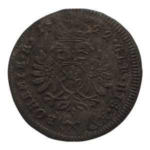 Karel VI. 1711-1740, 1 krejcar 1722 Kutná Hora-Weyer, MKČ 1870