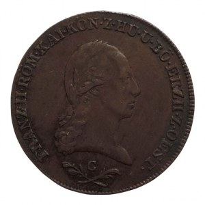 František II. 1792-1835, Cu 6 krejcar 1800 C, krásná patina, sbírkový