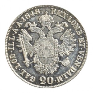 Ferdinand V. 1835-1848, 20 krejcar 1848 C, zc.nep.rysky, nep.just., sbírkový